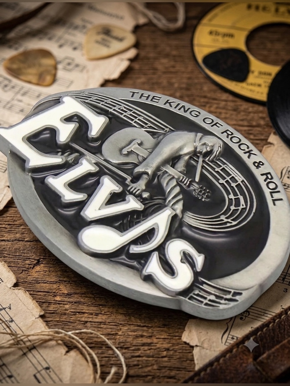 🌸 New Elvis “The King of Rock & Roll” Belt Buckle